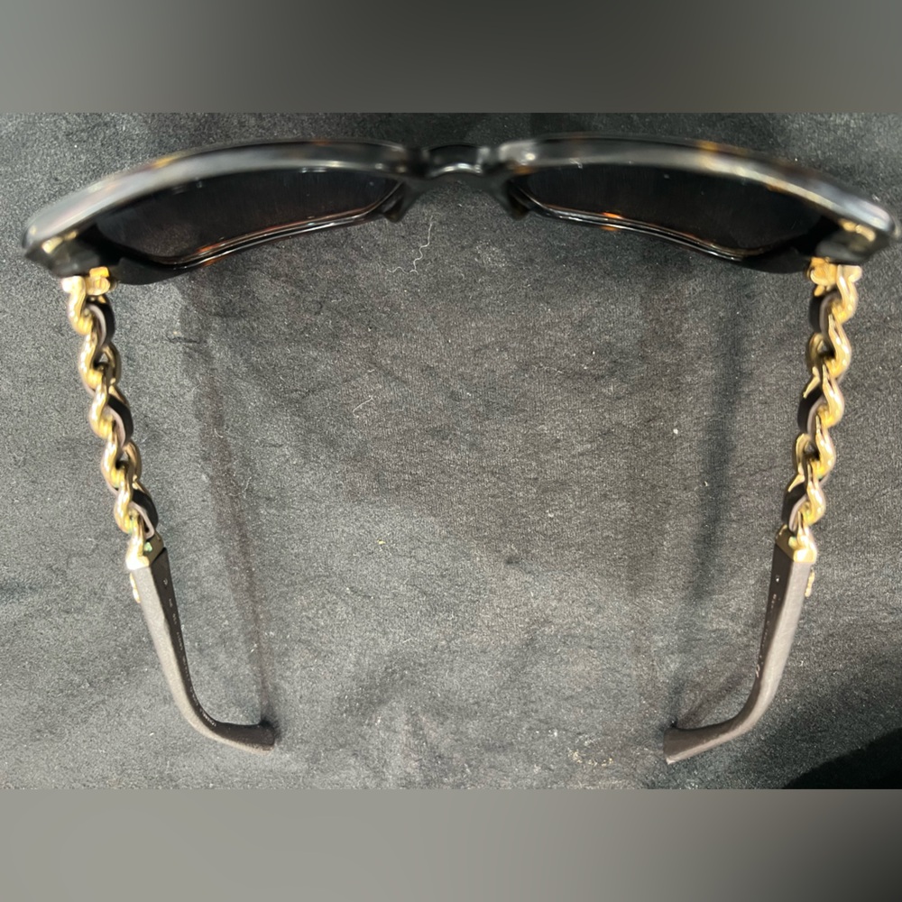 Used Chanel Tortoise Sunglasses with Gold Chain Detail - Picture 12 of 14